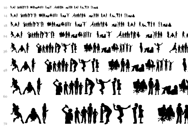 Human Silhouettes Free Four font waterfall